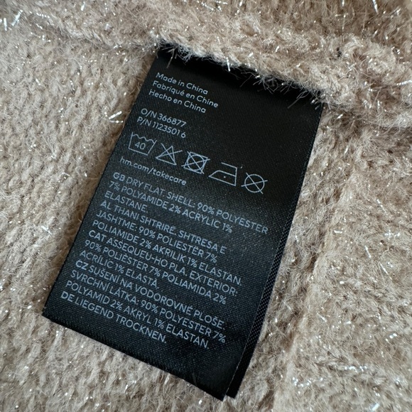 H&M shimmer Knit sweater womens medium pink beige - Picture 5 of 8